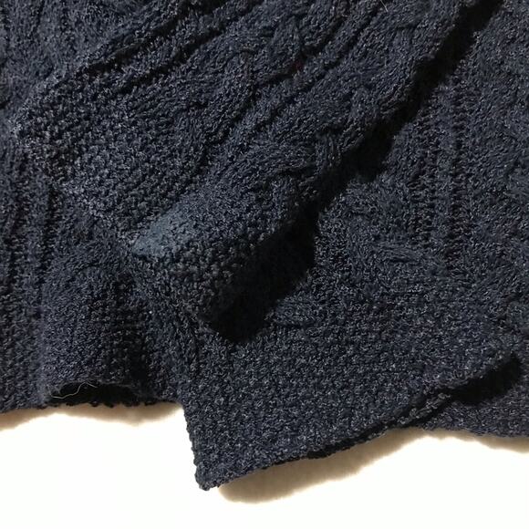 Ralph Lauren womens navy blue silk blend pullover cable open knit sweater - Picture 11 of 11